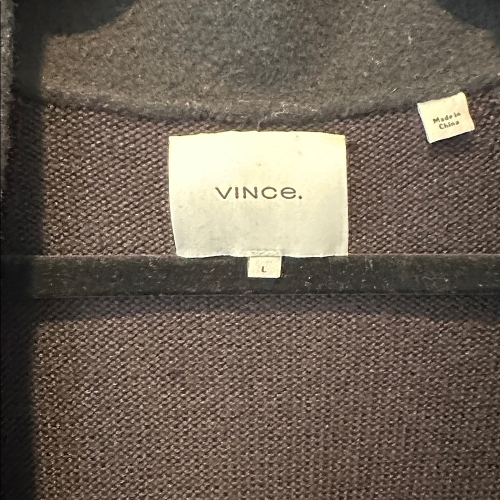 Vince Classic Black Trench Coat Mixed Fabric - Picture 4 of 7
